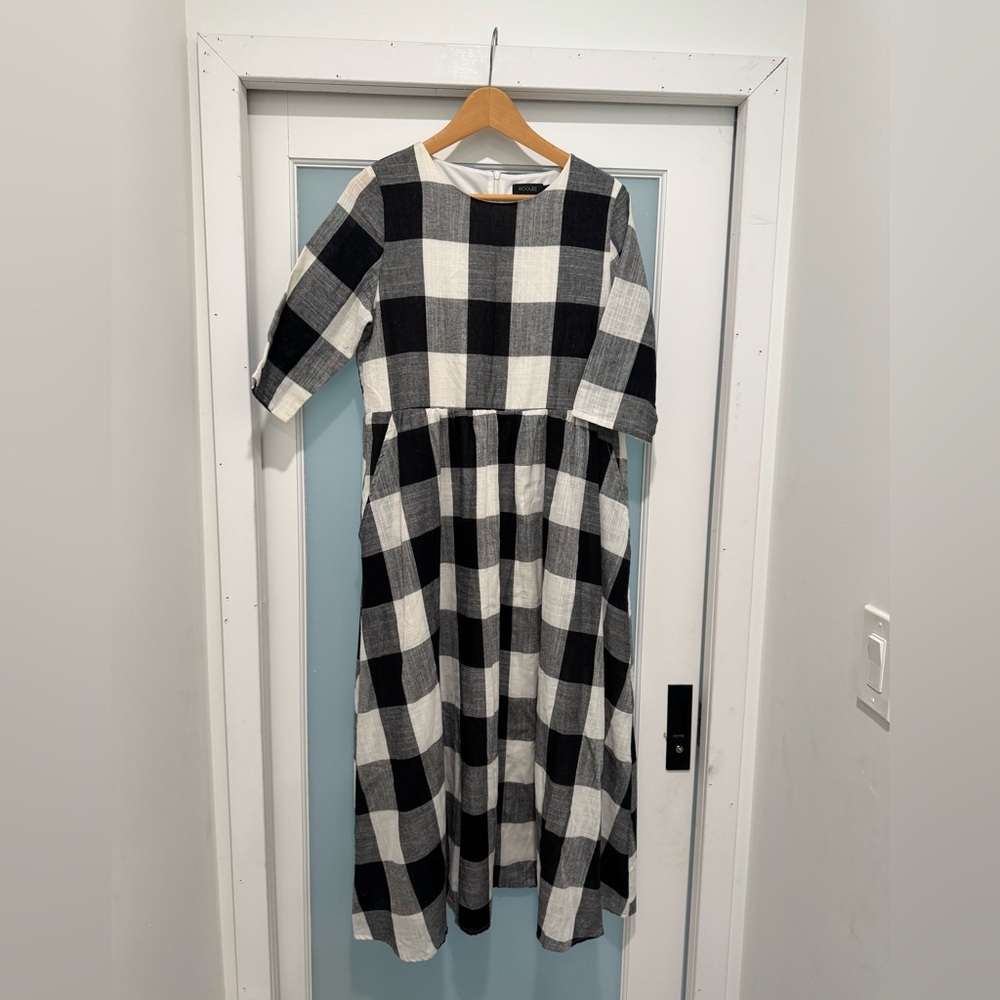 ROOLEE Dress Black and White Buffalo Plaid Maxi